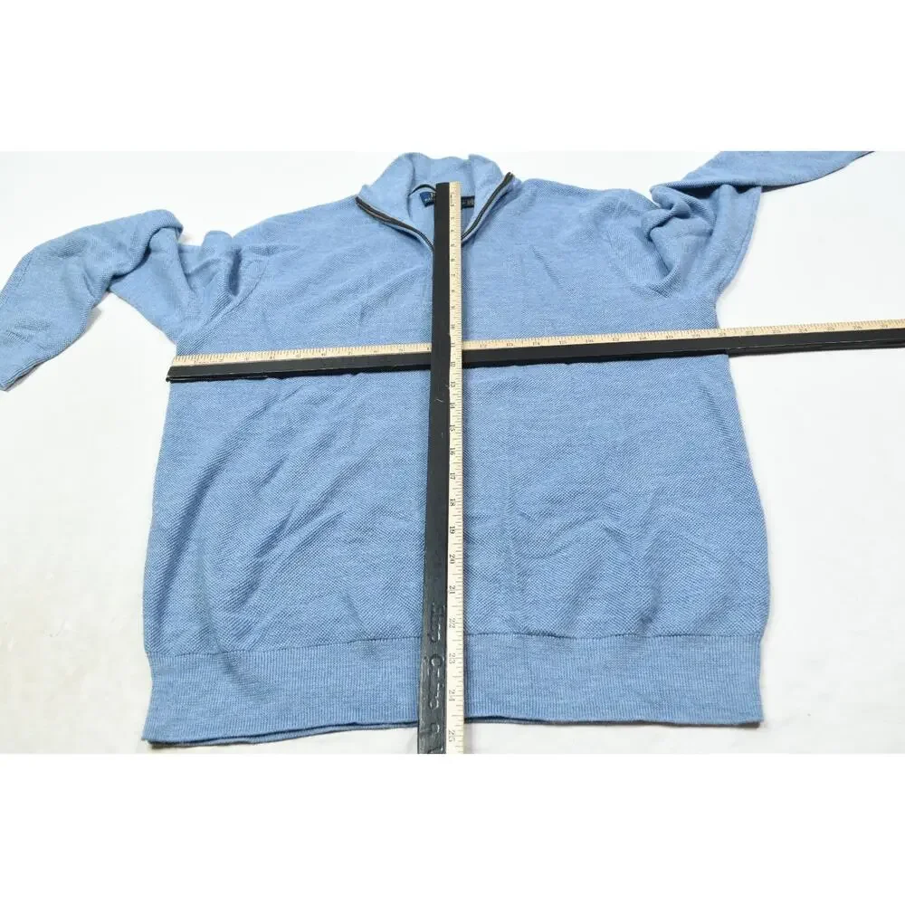 Polo Ralph Lauren 1/4 Zip Sweater Mens Medium Blue Wool Silk Cashmere Pullover